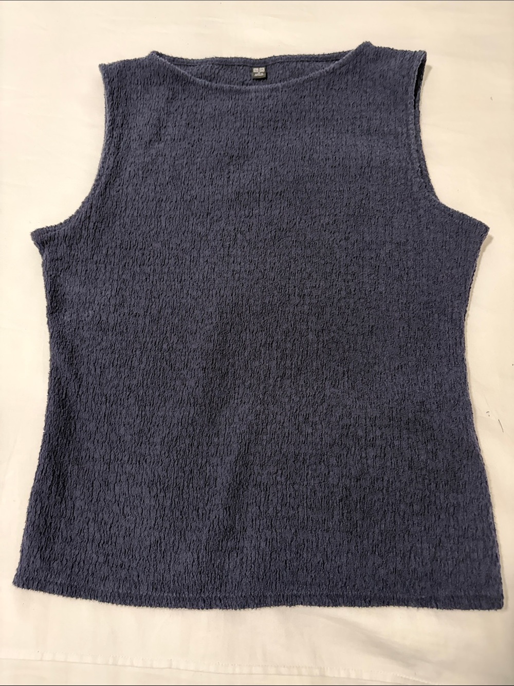 Uniqlo Navy Blue Shirring Boat Neck Sleeveless T-Shirt